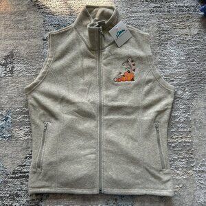 NWT Tri Mountain Womens Small S Beige Fleece Pumpkin Fall Embroidered 90s VTG